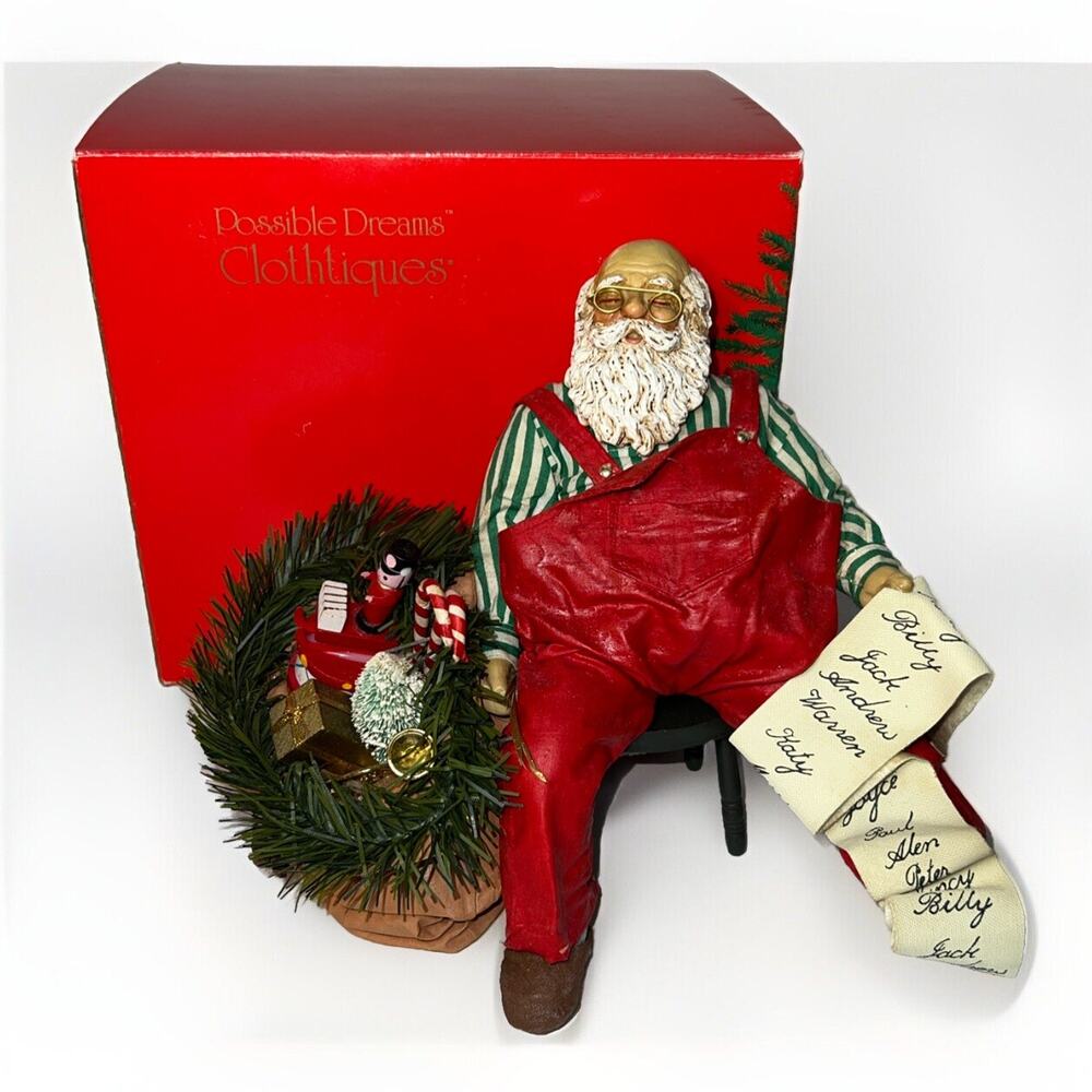 Clothtique Possible Dreams 1988 Santa Claus Sleeping Naughty Nice List Christmas